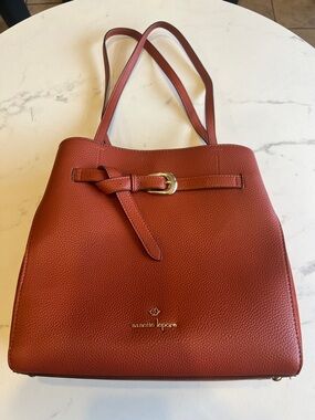 Nanette Lepore Rust Red Pebbled Leather Tote